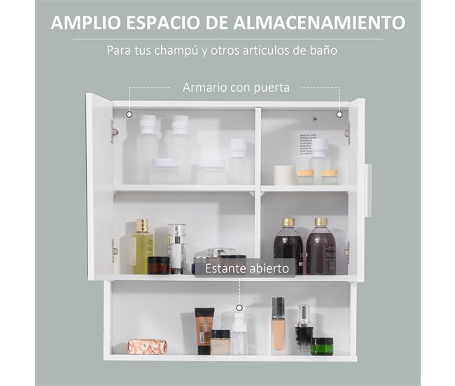 Armario con Espejo MDF, Vidrio kleankin, hogar - baño 54 Blanco