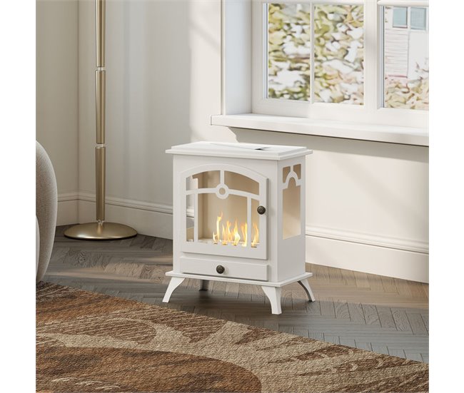 Chimenea de Etanol Acero, Acero Inoxidable HOMCOM Blanco