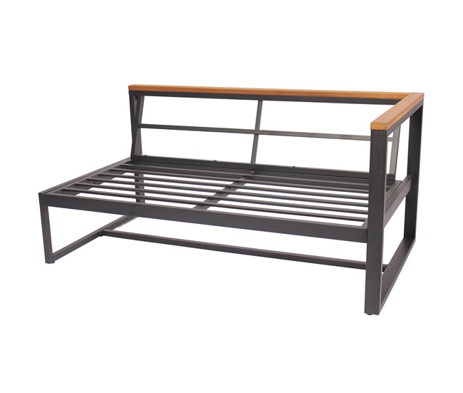 Set de jardín BRISA con 2 sofás y 1 mesa color gris y roble Gris/ Madera