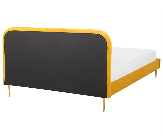 Beliani Cama Terciopelo FLAYAT 193x215 Amarillo