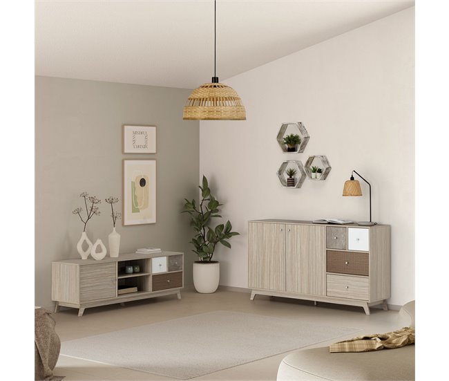 Mueble TV Maia 1 puerta y 3 cajones Multicolor