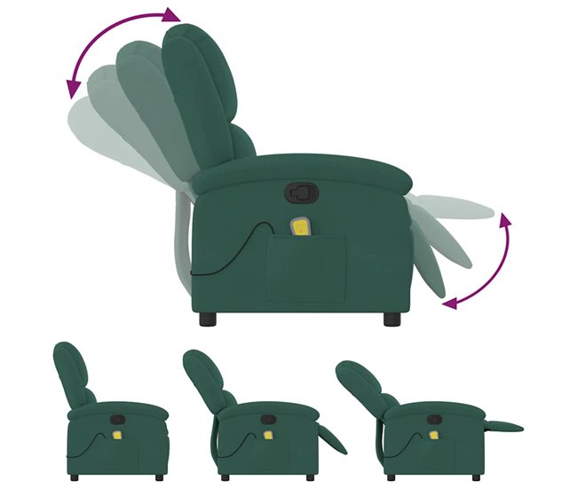 Sillón Reclinable De Masaje Verde Oscuro