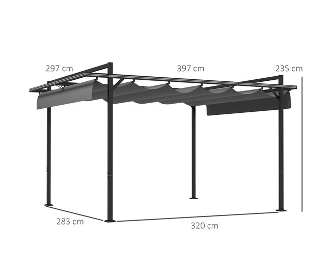 Pérgola Acero, Poliéster Outsunny Gris