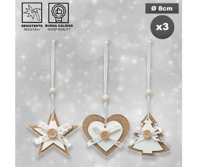 Adornos navideños  Yute x 3 Beige