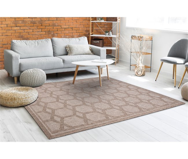 Alfombra HOUSE sisal 40356 Diamantes Tejido plano efecto lanoso 160x220 Beige