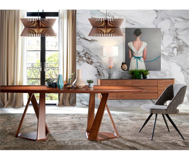 ANGEL CERDA Silla comedor tapizada tela gris Negro