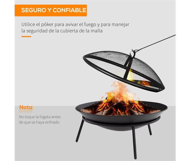 Brasero Exterior Metal Outsunny, hogar - climatización Negro