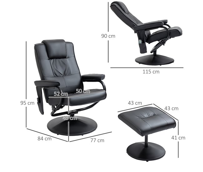 Sillón de Masaje Eléctrico PU y Acero HOMCOM Crudo