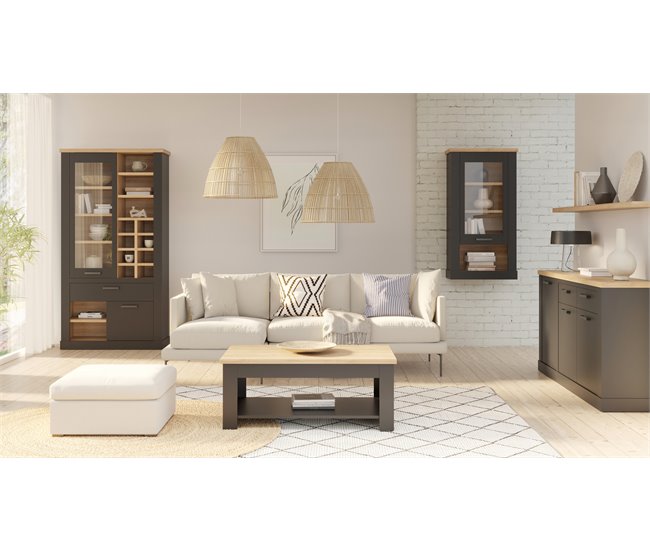 Estante de pared para salón VERONA NERO Roble