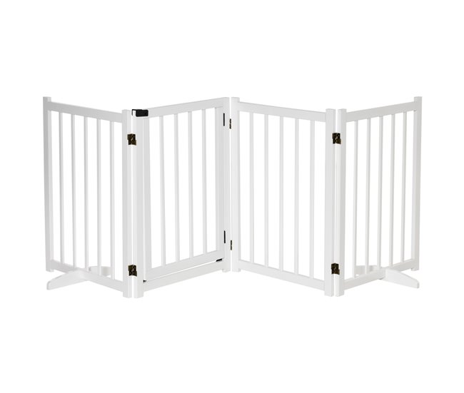 Barrera para Perros Madera de Pino PawHut Blanco