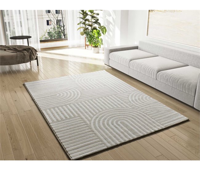 Alfombra de estilo escandinavo con relieve ZEN - ATTICGO 133x190 Blanco