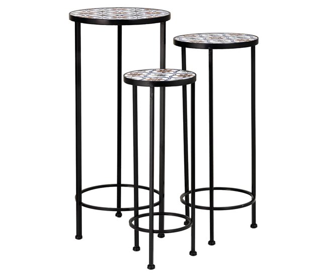 3 Soportes de mosaico y forja Negro