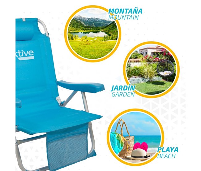 Silla mochila plegable aluminio Aktive Beach 5 posiciones Azul