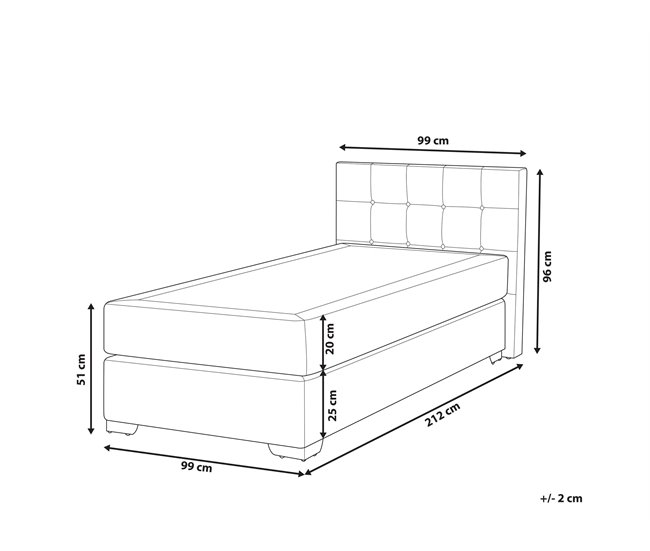 Beliani Cama continental Poliéster ADMIRAL 99x212 Arena