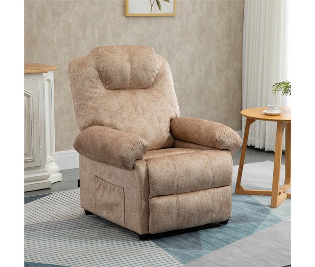 Sillón Relax Reclinable Poliéster, Espuma, Metal HOMCOM Crudo