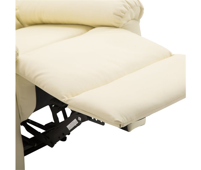 Sillón Reclinable Acero, MDF, PU y Espuma HOMCOM Blanco