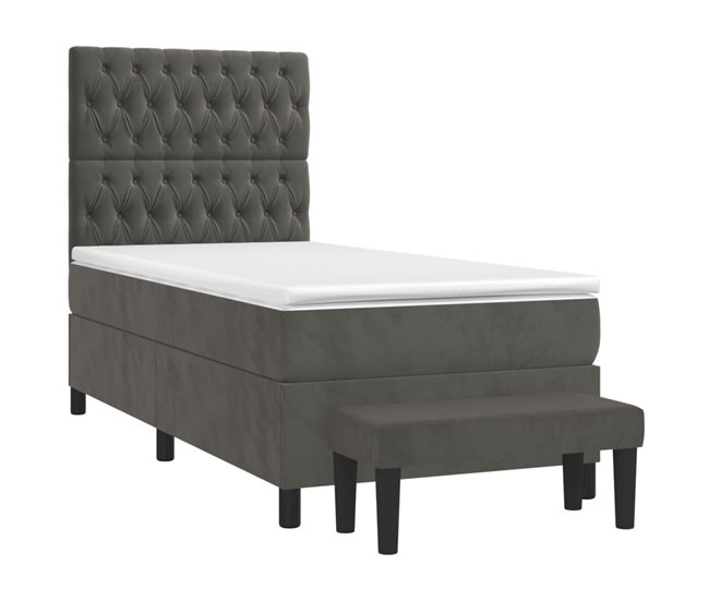 Cama box spring 100x200 Gris Oscuro