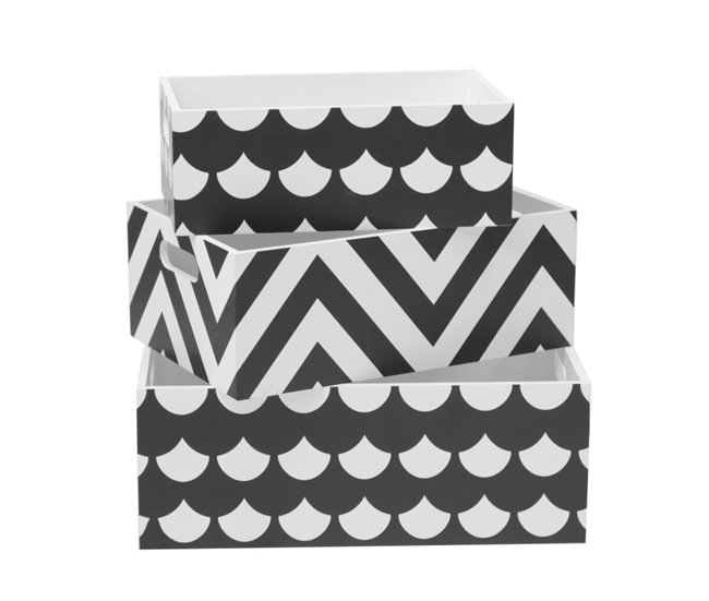 Cajas Set de 3 Blanco/ Negro