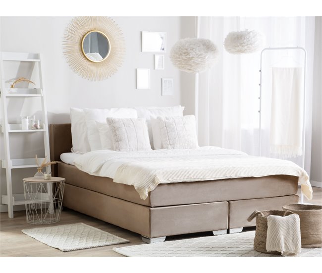 Beliani Cama continental Terciopelo CONSUL 191x212 Beige