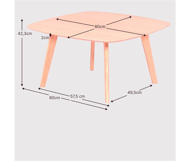 Mesa auxiliar cuadrada en madera de roble  - Northpole 80x80 Roble