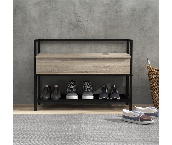 Banco Zapatero Melamina de Madera, Acero HOMCOM Marron