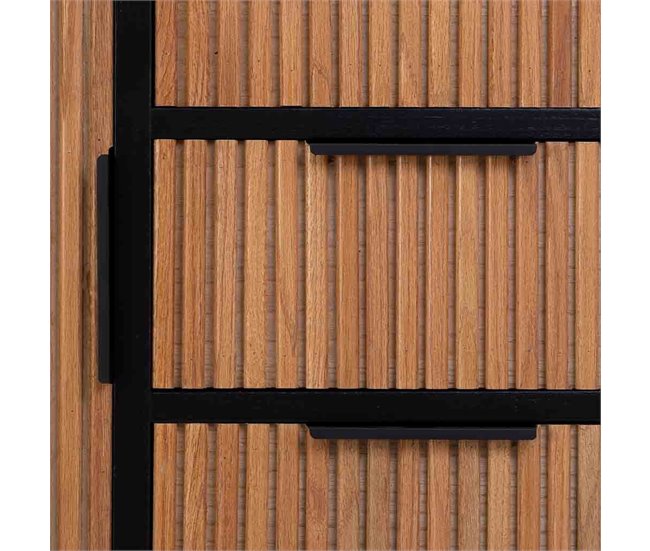 Aparador de 1 puerta y 3 cajones de madera y metal Marron
