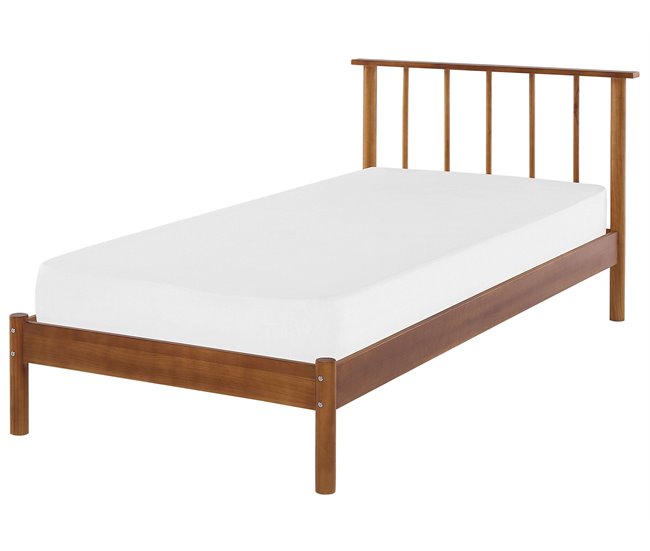 Beliani Cama con somier Madera de pino BARRET 106x210 Marron