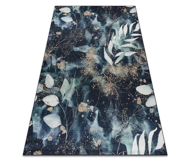 Alfombra lavable ANDRE 1336 Hojas 120x170 Azul/ Verde