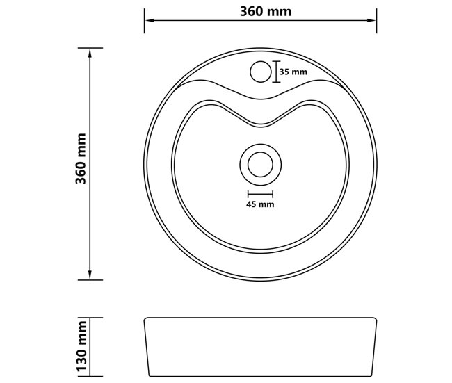Lavabo lujoso con rebosadero cerámica Marron