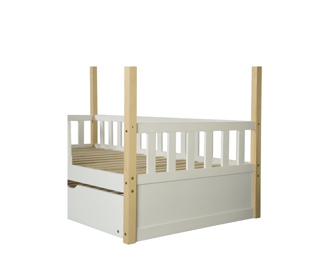 Cama nido WOOD madera maciza 90x190cm blanco natural Blanco/ Madera