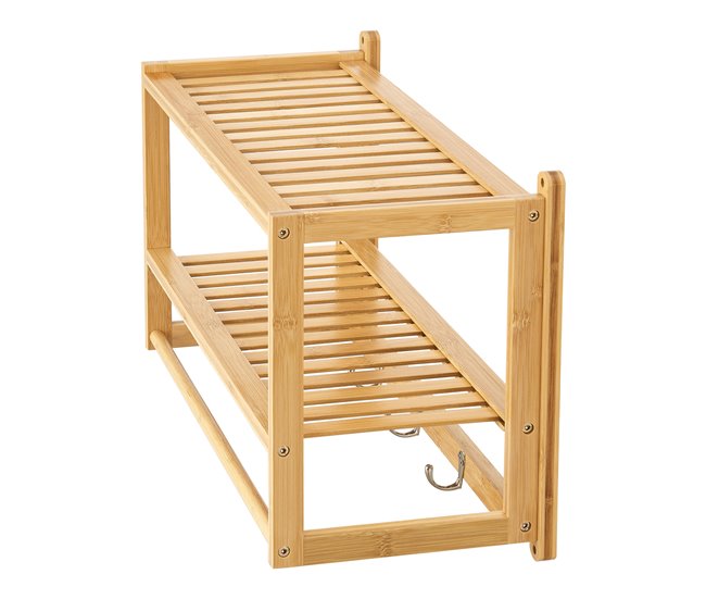 Estantería de pared Thyborøn con toallero y ganchos bambú Natural