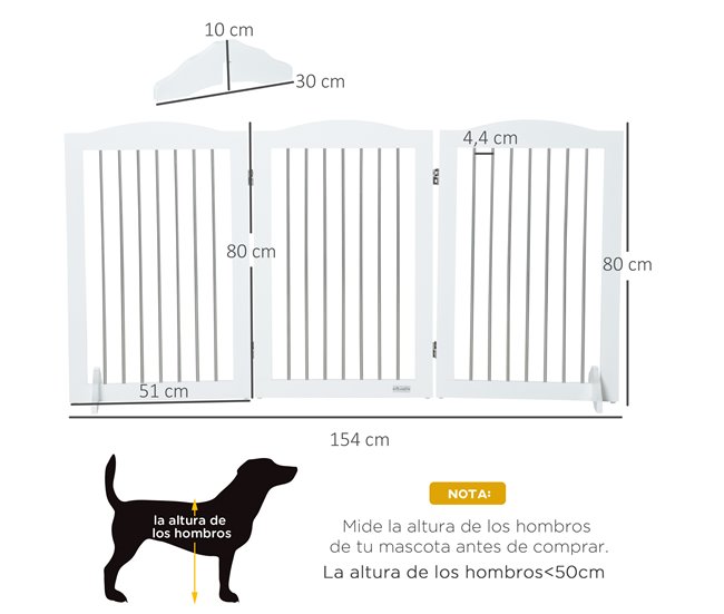 Barrera para Mascotas MDF, Acero PawHut Blanco