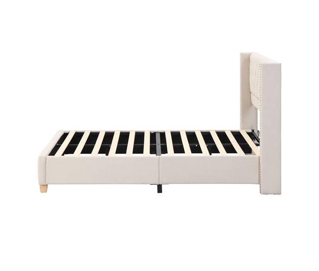 Cama de matrimonio de lino 149x195 Beige