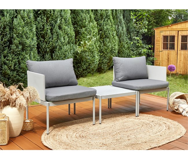 Beliani Conjunto longue TERRACINA Gris Claro