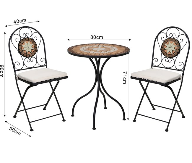 Set de jardín con mesa y 2 sillas BISTRO multi color Multicolor