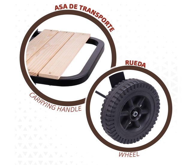 Barbacoa carbón portátil madera doble parrilla Aktive Negro