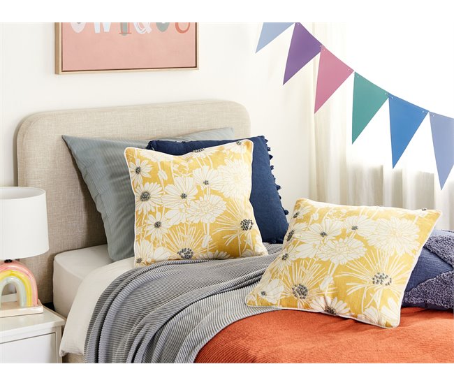 Beliani Cojín decorativo SCIRPUS Blanco/ Beige