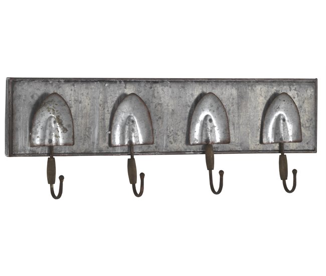 Juego de 2 perchas de metal 4 ganchos Gris