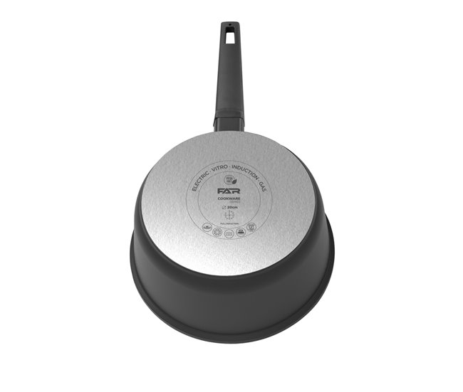 Set de 3 ollas de aluminio BLACK diámetro 28, 24 y 20cm marca FAR Negro