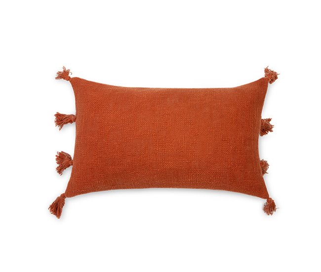 Funda de cojín de algodón con flecos M/Joy 