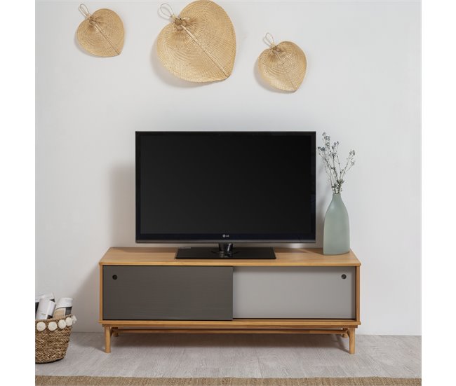 Mueble TV Magnus 2 Puertas correderas Color Gris Marron