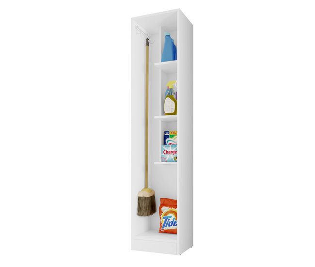 Armario Hogar Escobero Multiusos - 1 Puerta Blanco