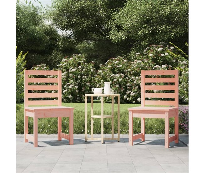 2 Sillas de jardín de madera maciza pino Blanco