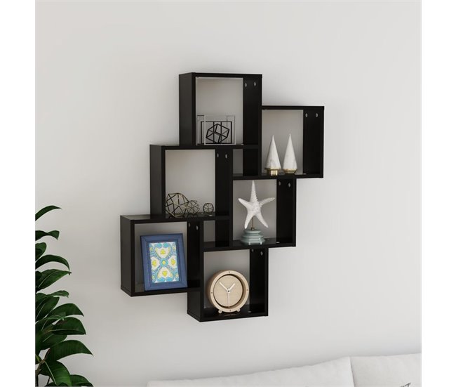 Estante de pared Minzo  cubos 78 Negro