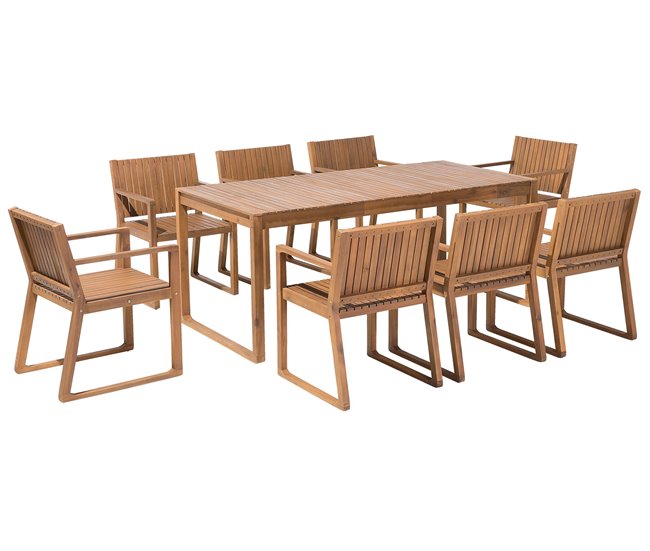 Beliani Conjunto de comedor SASSARI Madera Clara