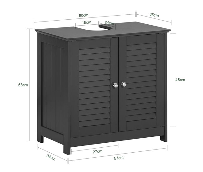 Armario para el Debajo del Lavado 2 Puertas FRG237-W SoBuy 60 Blanco