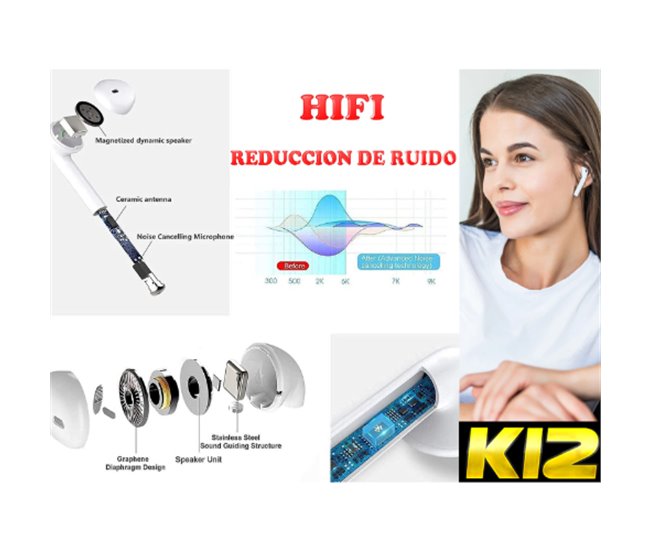 I12 Auriculares True Wireless Blanco