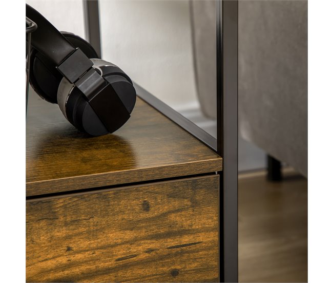 Armario de Salón Poliéster, Acero, MDF HOMCOM 45 Rojo