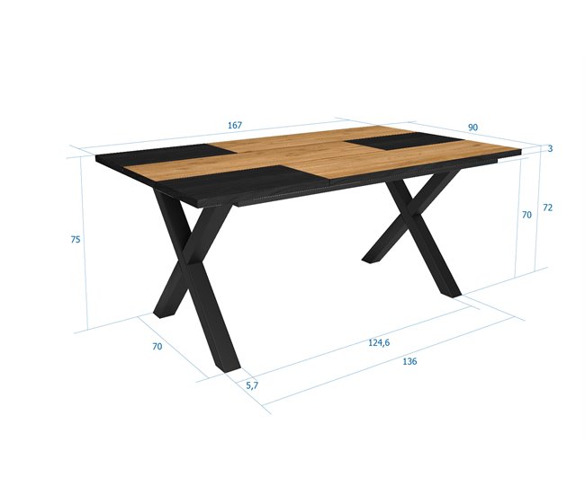 Mesa de Comedor Rústica U 167x90 Arena