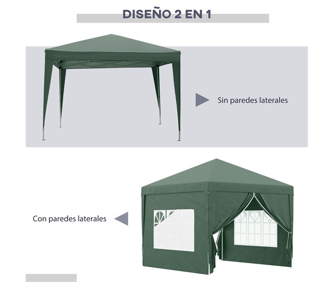 Carpa Plegable Tela Oxford, Acero Outsunny 295x295 Verde
